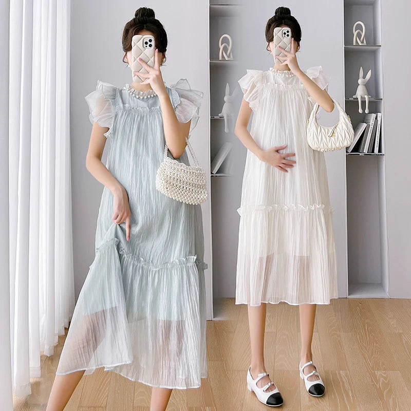 Elegant Ruffle Maternity Dress for Summer ATHLEXES
