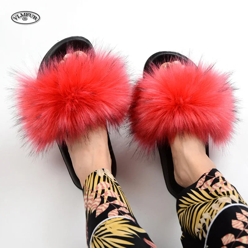 Luxury Faux Fur Slides for Women - Summer Comfort ATHLEXES