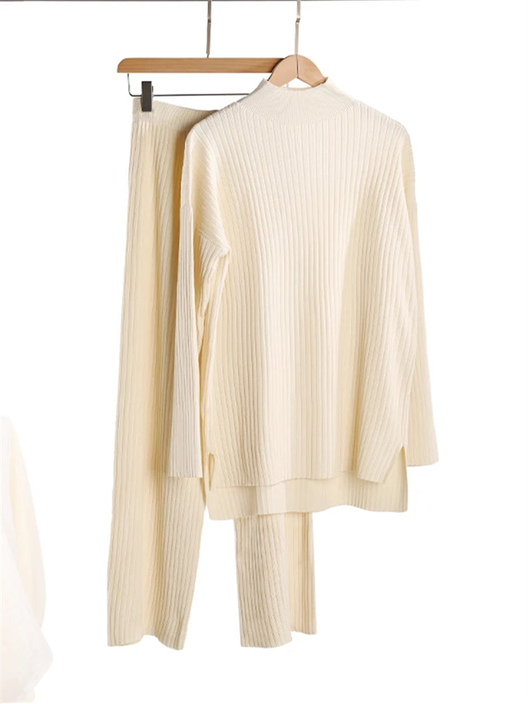 Autumn Winter Luxe Knitted Tracksuit Set for Women ATHLEXES