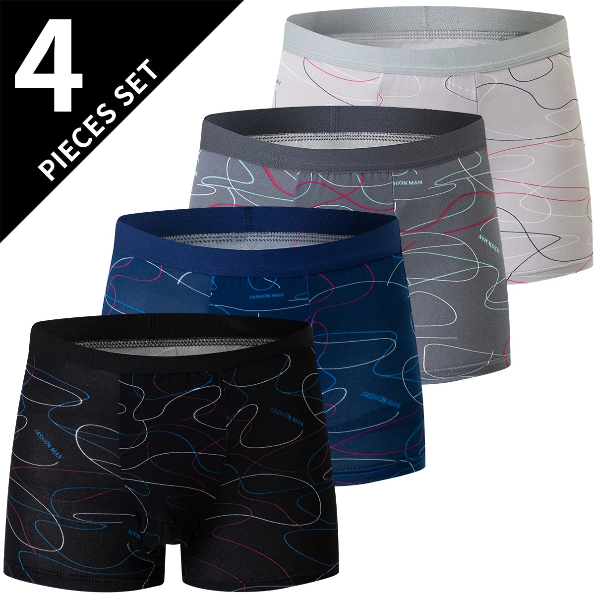 Comfort Fit Solid Color Boxer Trunks 4 Pack ATHLEXES