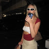Blue Y2K Backless Crop Top for Women ATHLEXES