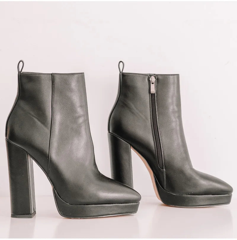 Onlymaker Women’s Chic Black Matte Ankle Boots with 12CM Heel ATHLEXES