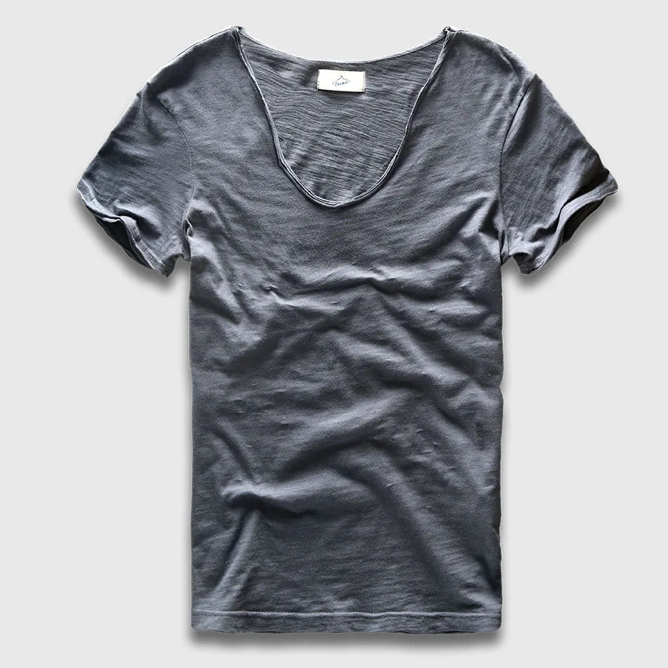 VogueFit Solid Cotton V-Neck Slim Fit T-Shirt for Men ATHLEXES