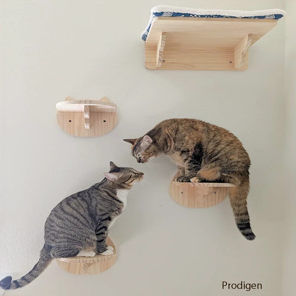 Wall-Mounted Wooden Cat Shelves ATHLEXES