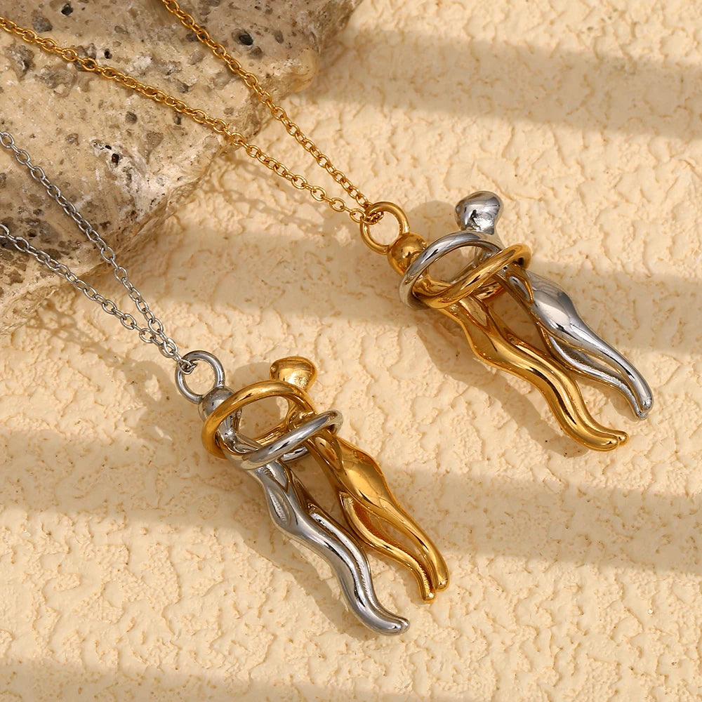 E.B.belle People Hug Pendant Necklace in Gold ATHLEXES