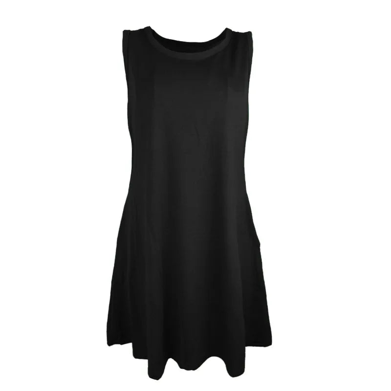 Elegant Summer Sleeveless Beach Dress with Pockets ATHLEXES