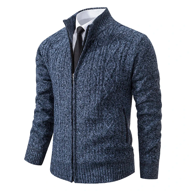 Velvet Warmth High Collar Cardigan for Men - Winter Knitwear ATHLEXES