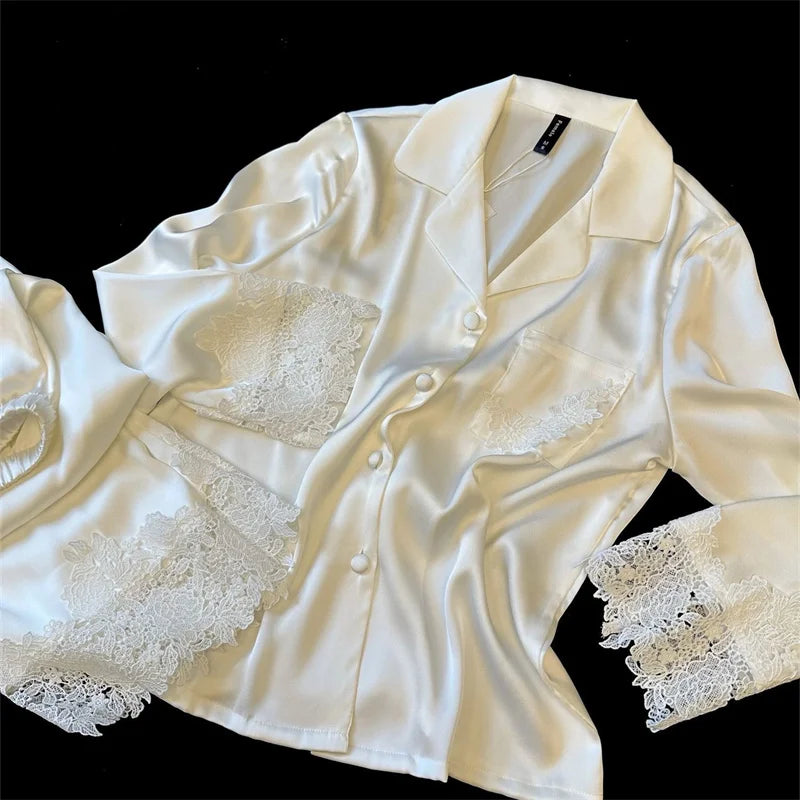 SilkDream Lace Satin Women's Pajama Set ATHLEXES