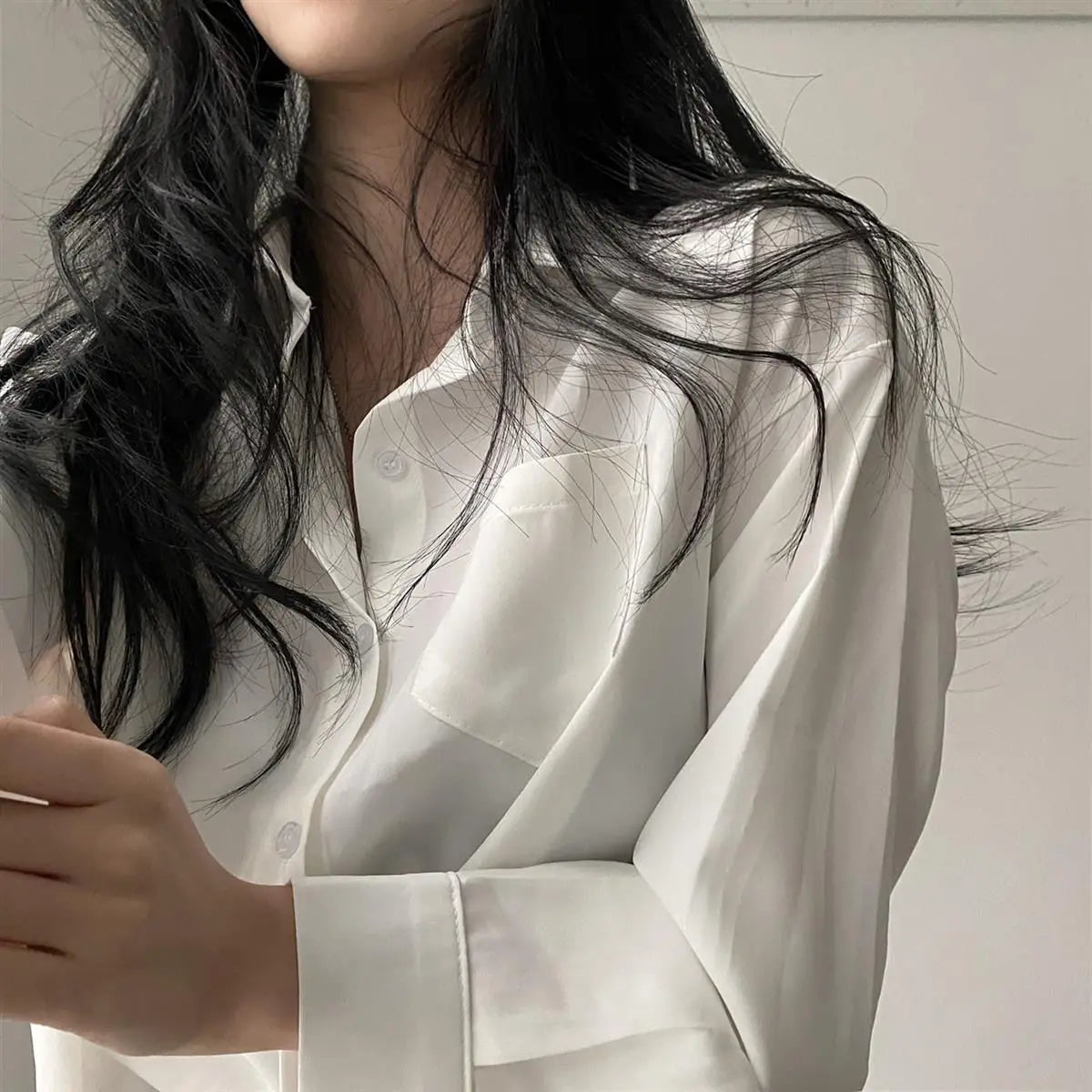 Elegant Casual White Long Sleeve Blouse ATHLEXES