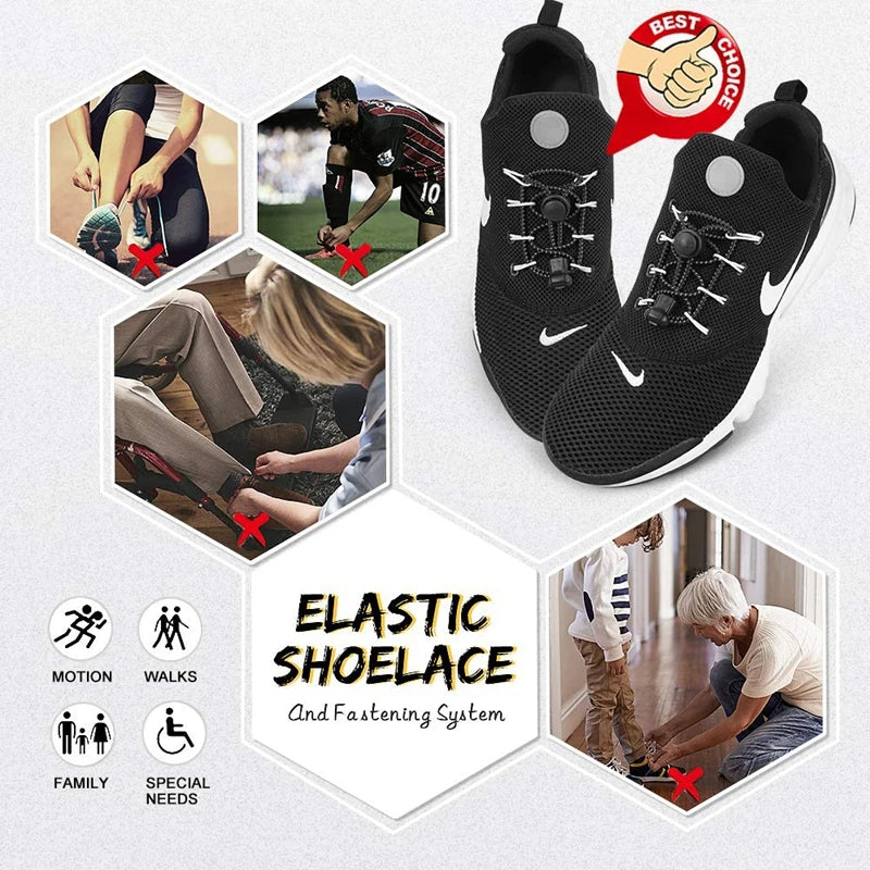 LazyLace No Tie Elastic Shoelaces - 1 Pair Stretch Fit ATHLEXES