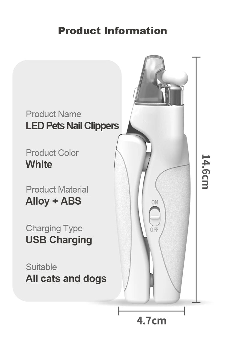 Pet Nail Clipper with LED Light Dog Cat Claw Blood Line Scissors Multifunction Nail Trimmer Pet Cleaning Grooming Supplies ATHLEXES