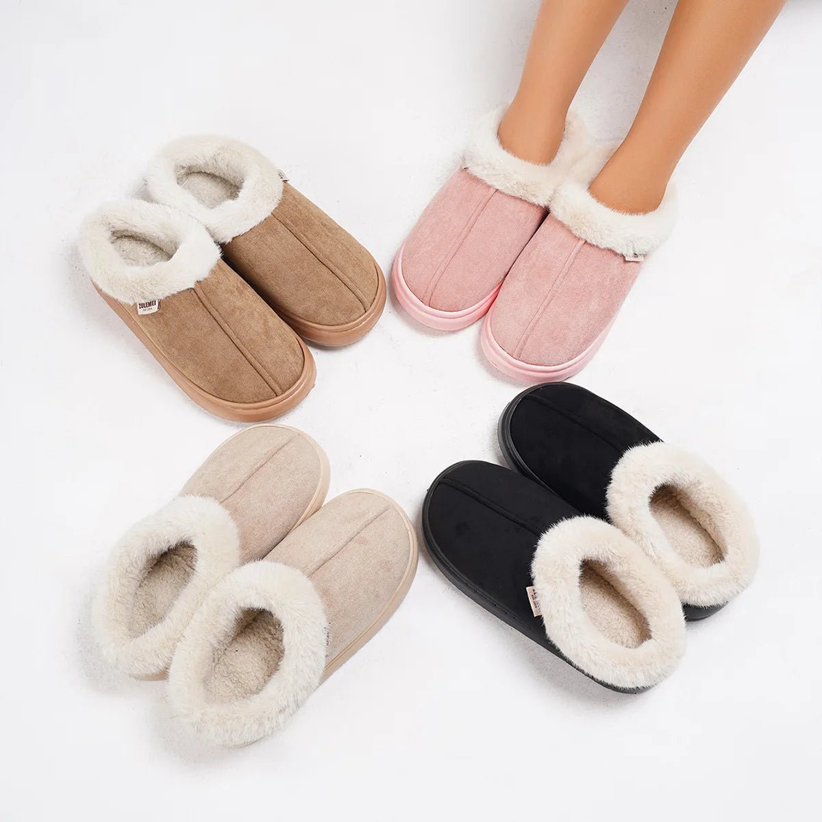 Kidmi Winter Women Shoes Casual House Shoes For Men 2024 Outdoor Warm Cotton Shoes For Women Indoor Plush Padded Slippers Female ATHLEXES