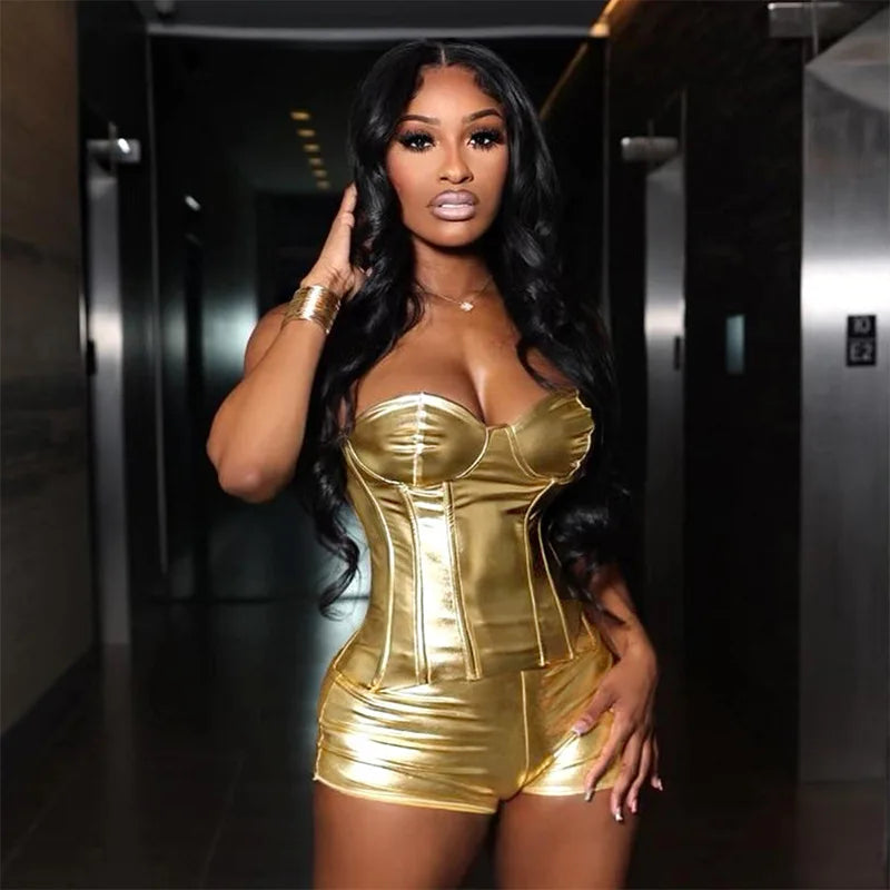 Goddess Glam Metallic Corset Top ATHLEXES