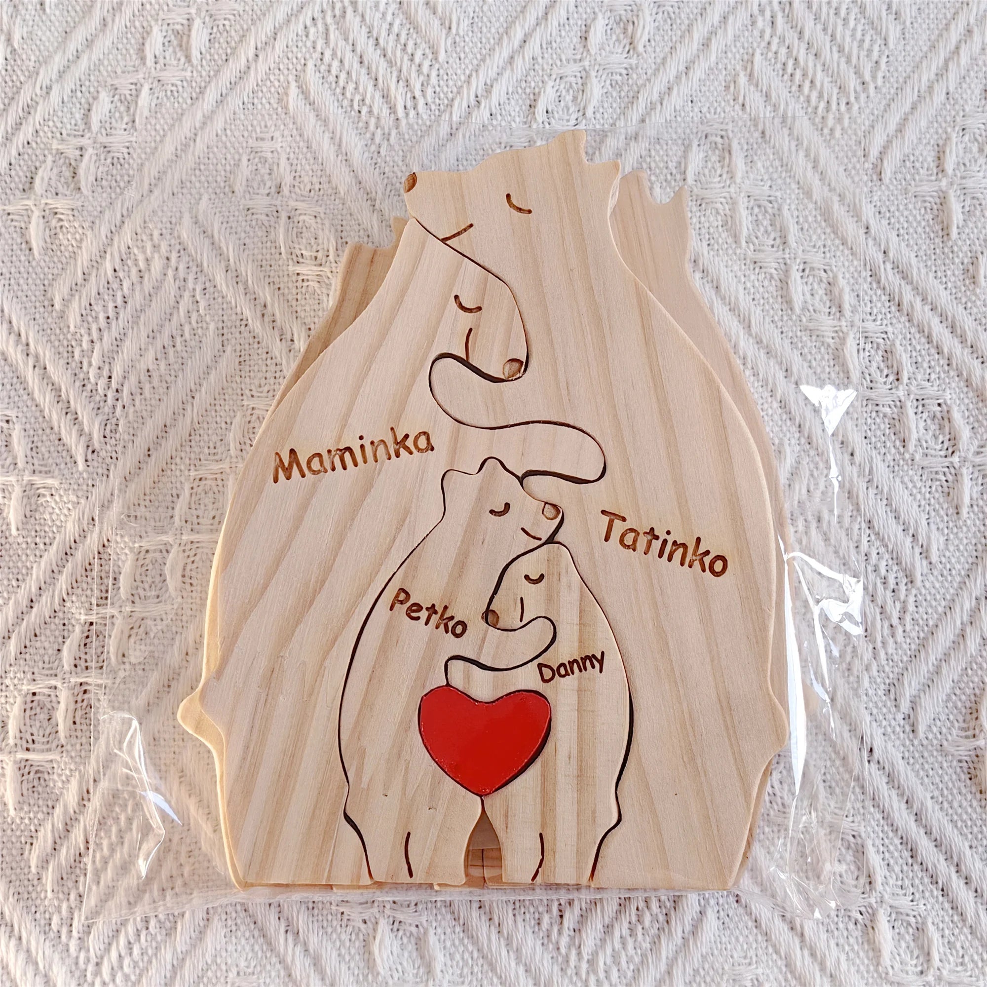 Personalized Wooden Bear Family Puzzle Decor Gift ATHLEXES