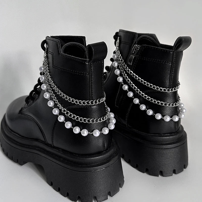 Elegant Pearl Chain Accessories for Martin Boots and Shoes ATHLEXES