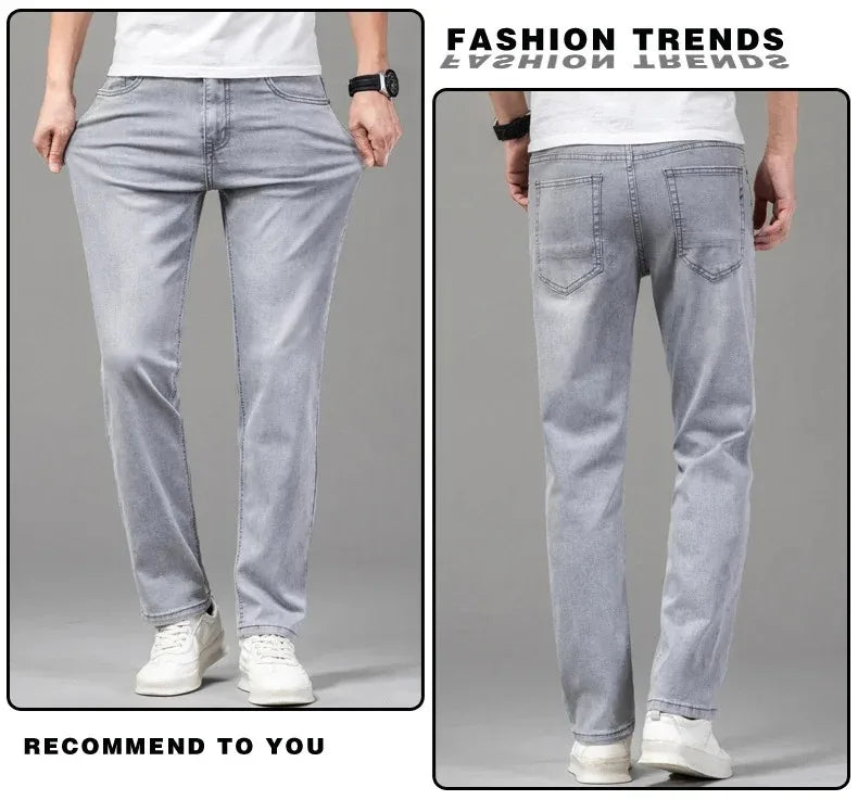 SummerStretch Men's Casual Gray Denim Pants ATHLEXES