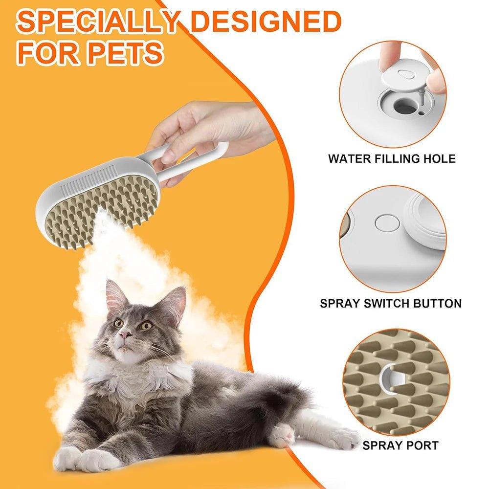 Pet Steam Brush Steamy Dog Brush Electric Spray 3 in 1 Cat Hair Removal Brushes for Dogs Cats Massage Removing Pet Grooming Comb ATHLEXES