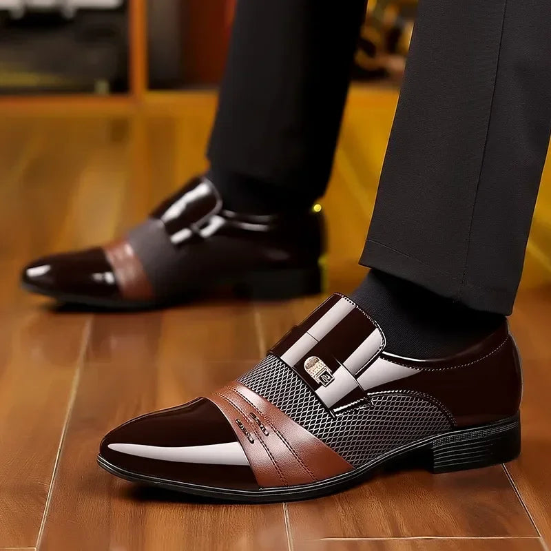 Classic Black Pointed Toe Leather Loafers for Men ATHLEXES