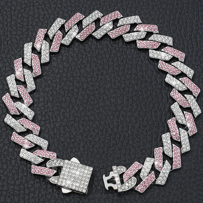 15MM Rhombus Diamond Cuban Collar for Stylish Pet Walks ATHLEXES