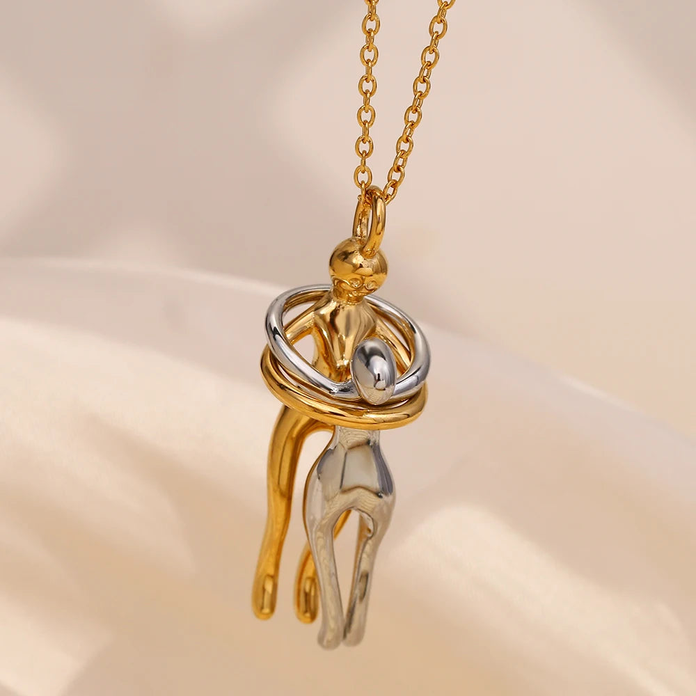 E.B.belle People Hug Pendant Necklace in Gold ATHLEXES