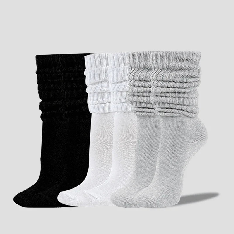 3 Pairs Pleated Mid Length Socks Women's Fashion Elephant Socks ATHLEXES