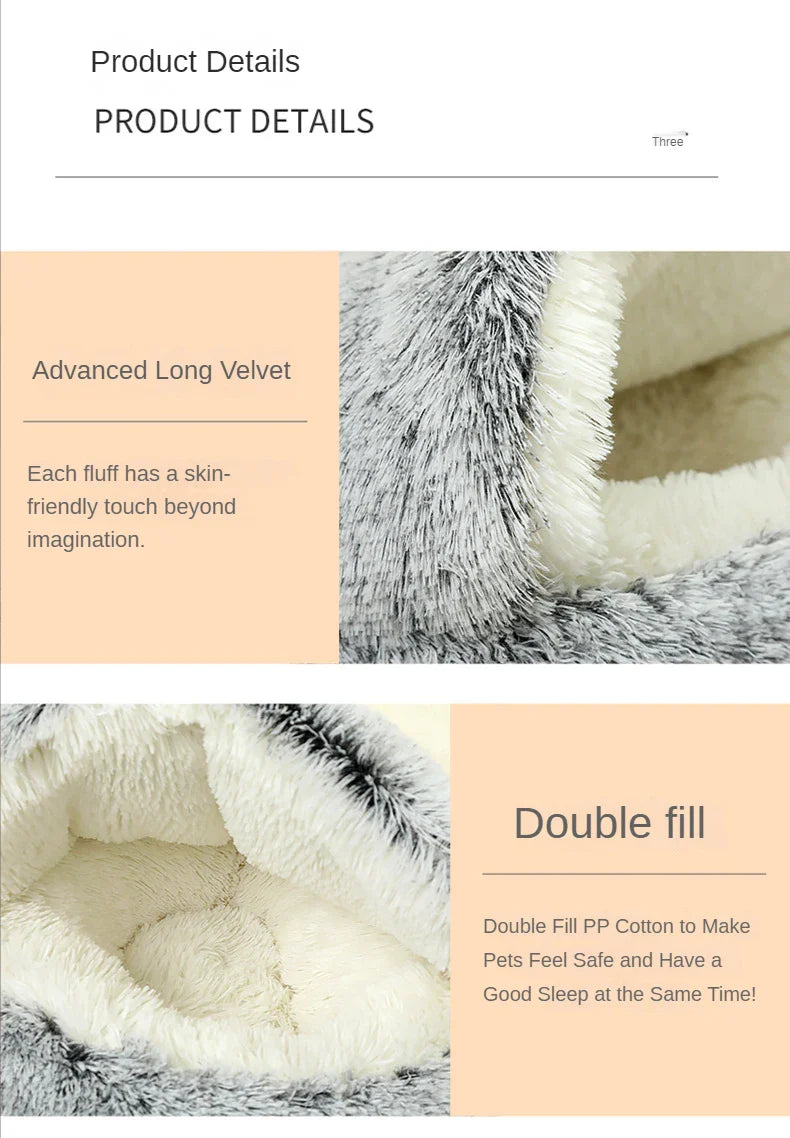 PurrNest Plush Cat Bed: Cozy 2-in-1 Winter Retreat ATHLEXES