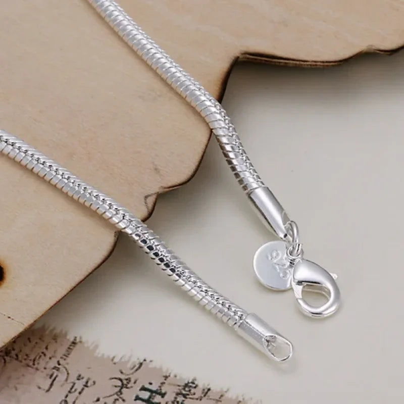 Elegant 3MM Sterling Silver Snake Chain Bracelet ATHLEXES