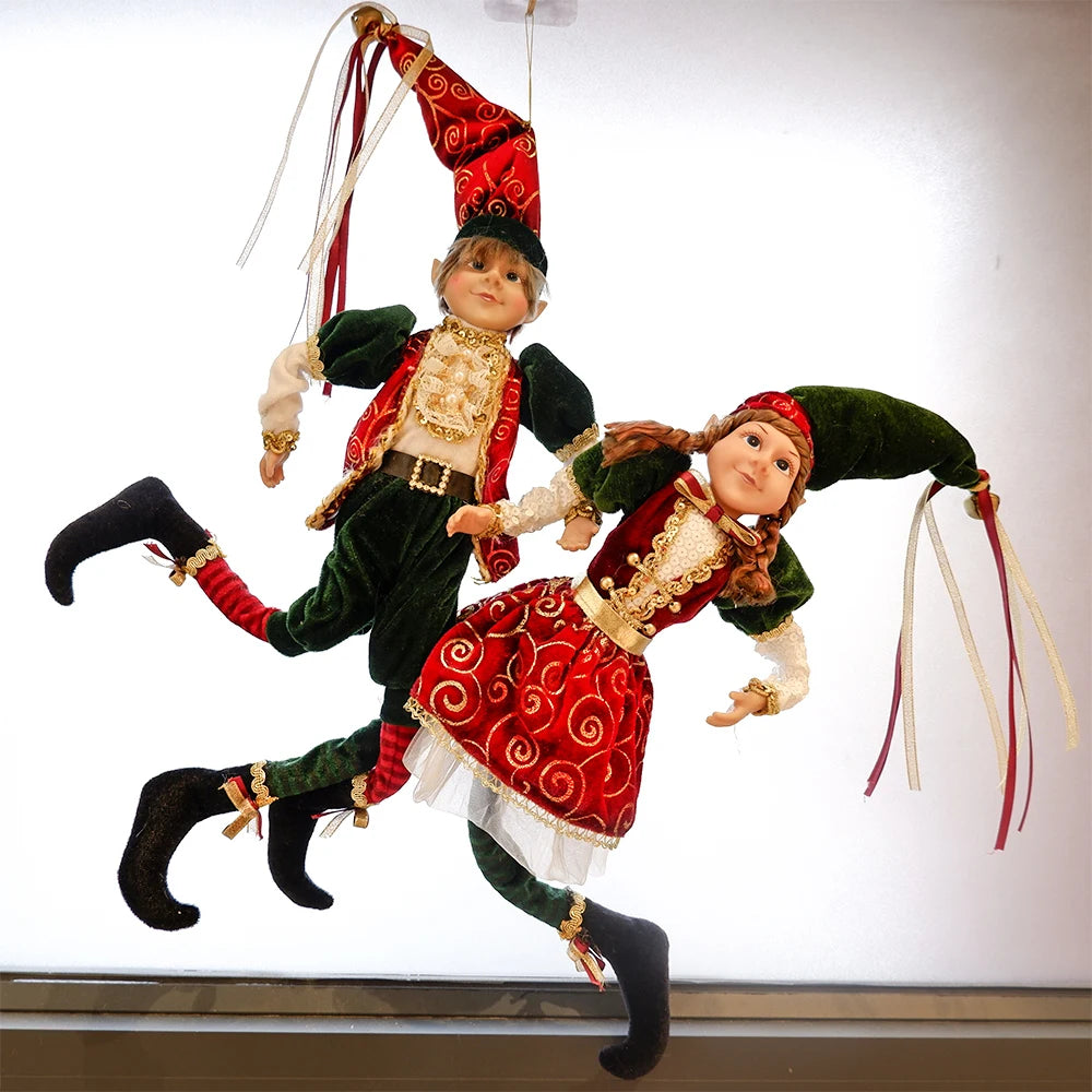 Elf Couple Plush Dolls: Festive Tree Ornaments ATHLEXES
