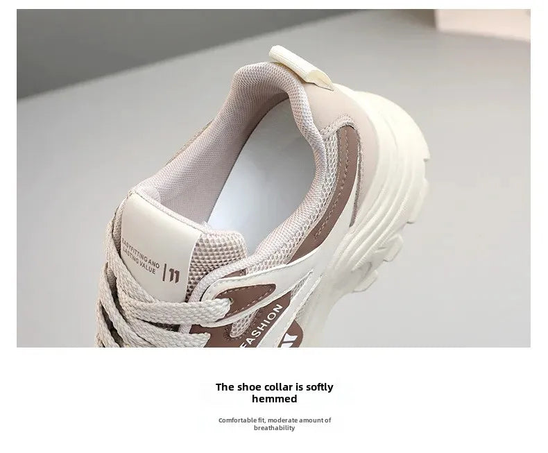 QRJ06 New 2024 Spring Summer Fashionable Korean Style Women's Shoes With Thick Sole Increased Height Breathable Mesh Shoes ATHLEXES