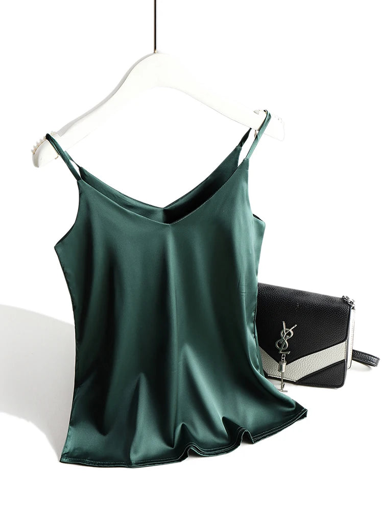 Silk Elegance V Neck Halter Cami Top for Women ATHLEXES