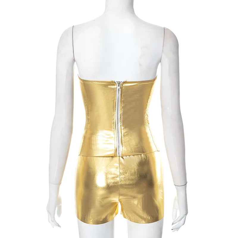 Goddess Glam Metallic Corset Top ATHLEXES