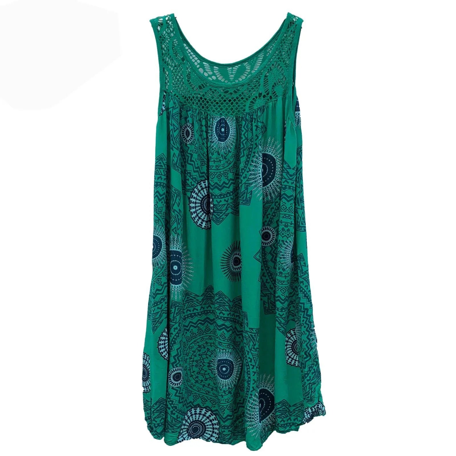 Elegant Lace Print Plus Size Sleeveless Dress ATHLEXES