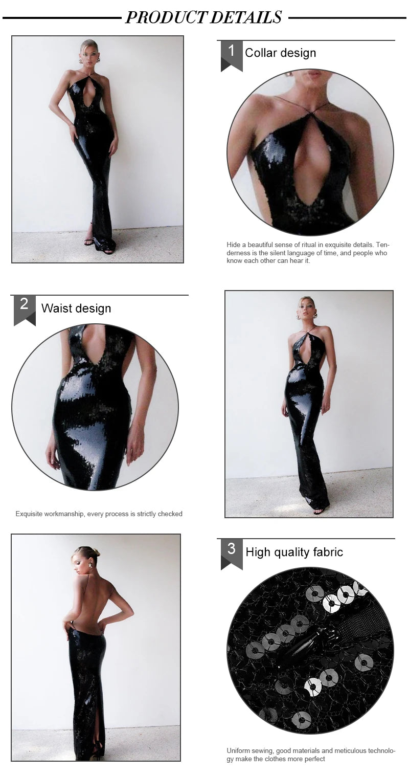 Velvet Glam Sequin Backless Party Dress ATHLEXES