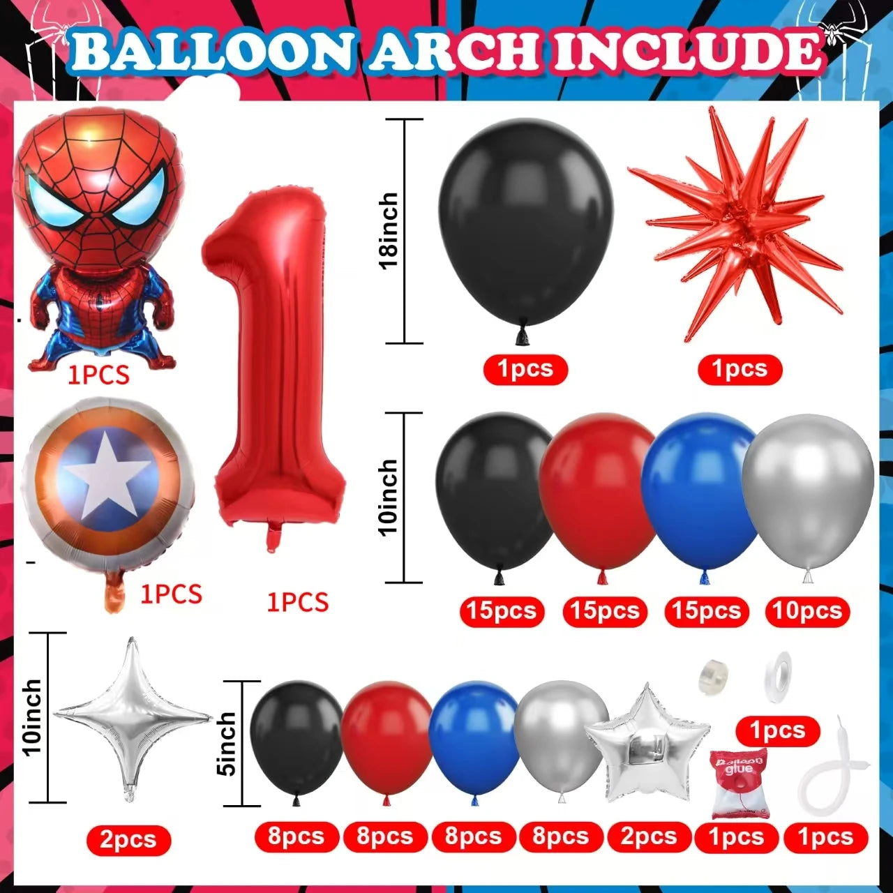 Spiderman Superhero Balloon Garland Kit ATHLEXES