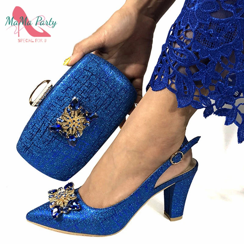 Royal Blue Elegance: Nigerian Pumps & Bag Set ATHLEXES