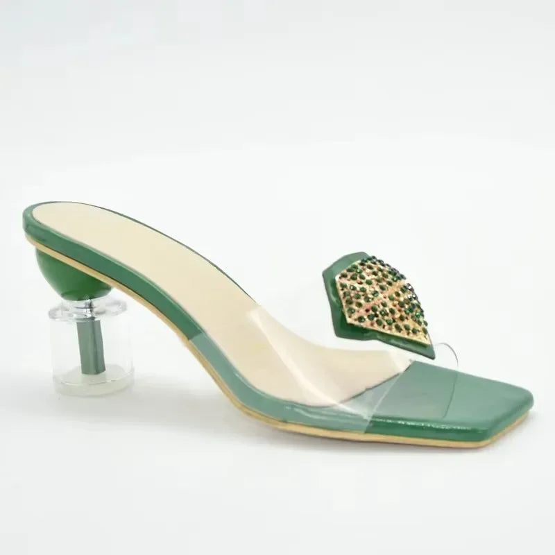 Italian Rhinestone Open Toe Party Pumps for Women ATHLEXES