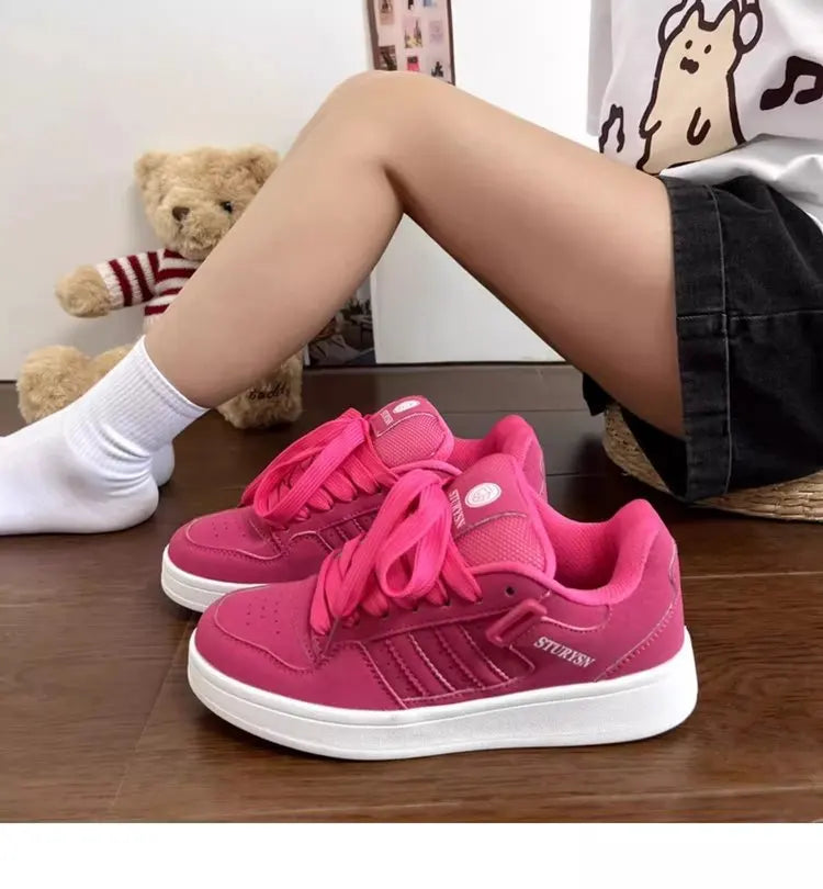 Chic Retro Matte Black Casual Sneakers for Women ATHLEXES