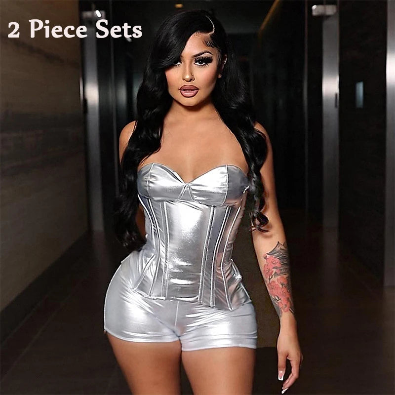 Goddess Glam Metallic Corset Top ATHLEXES