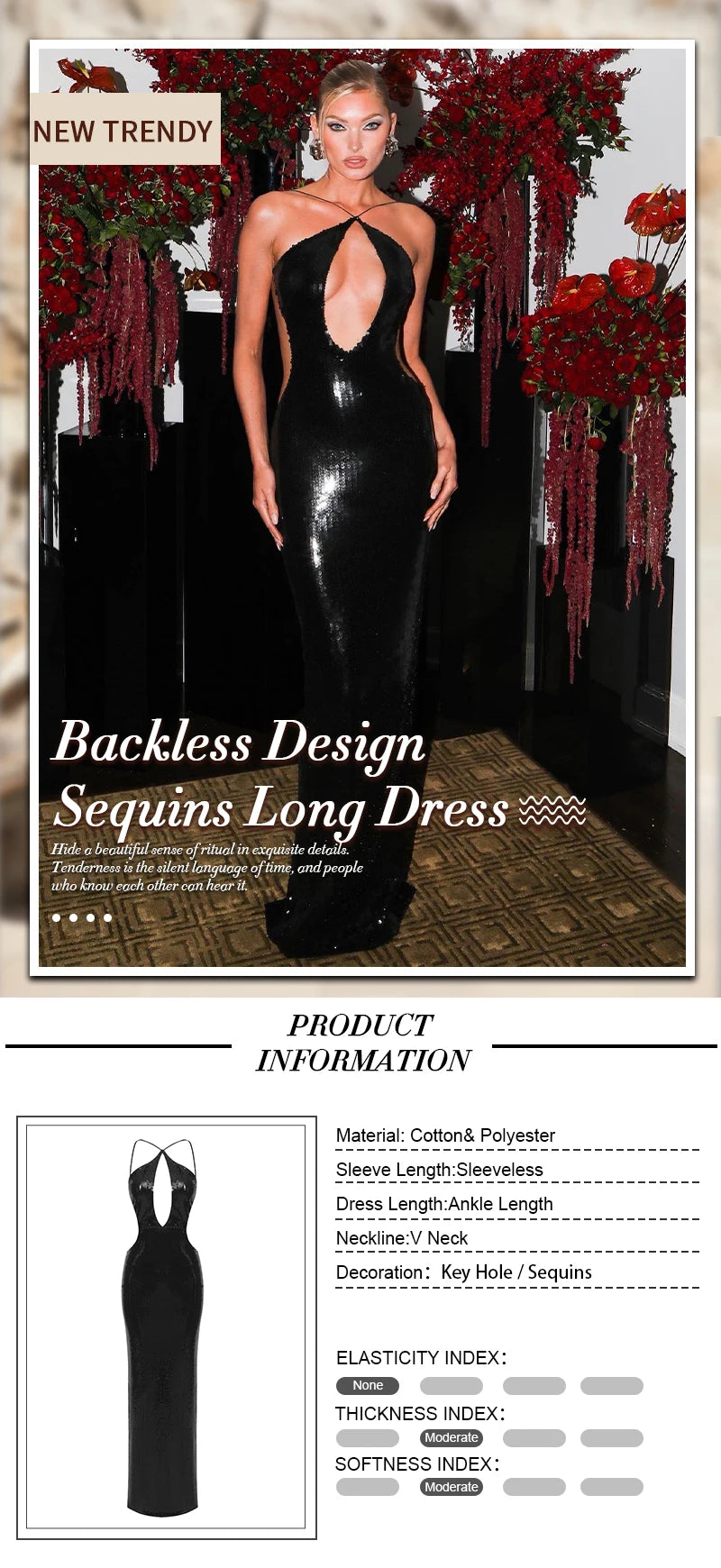 Velvet Glam Sequin Backless Party Dress ATHLEXES