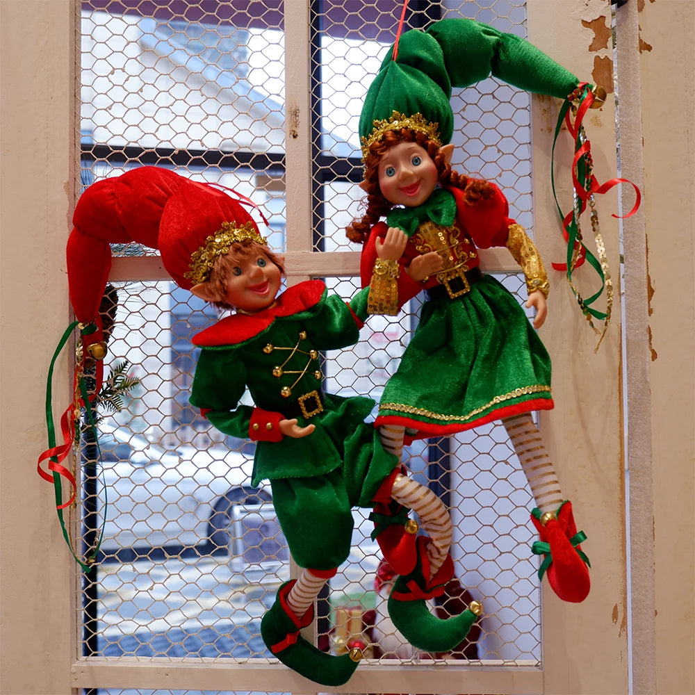 Elf Couple Plush Dolls: Festive Tree Ornaments ATHLEXES