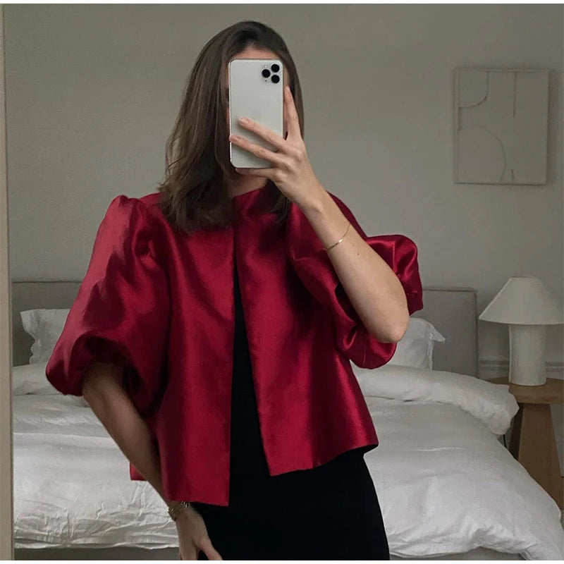 Elegant Puffy Sleeve Blouse for Women 2025 Summer Tops ATHLEXES