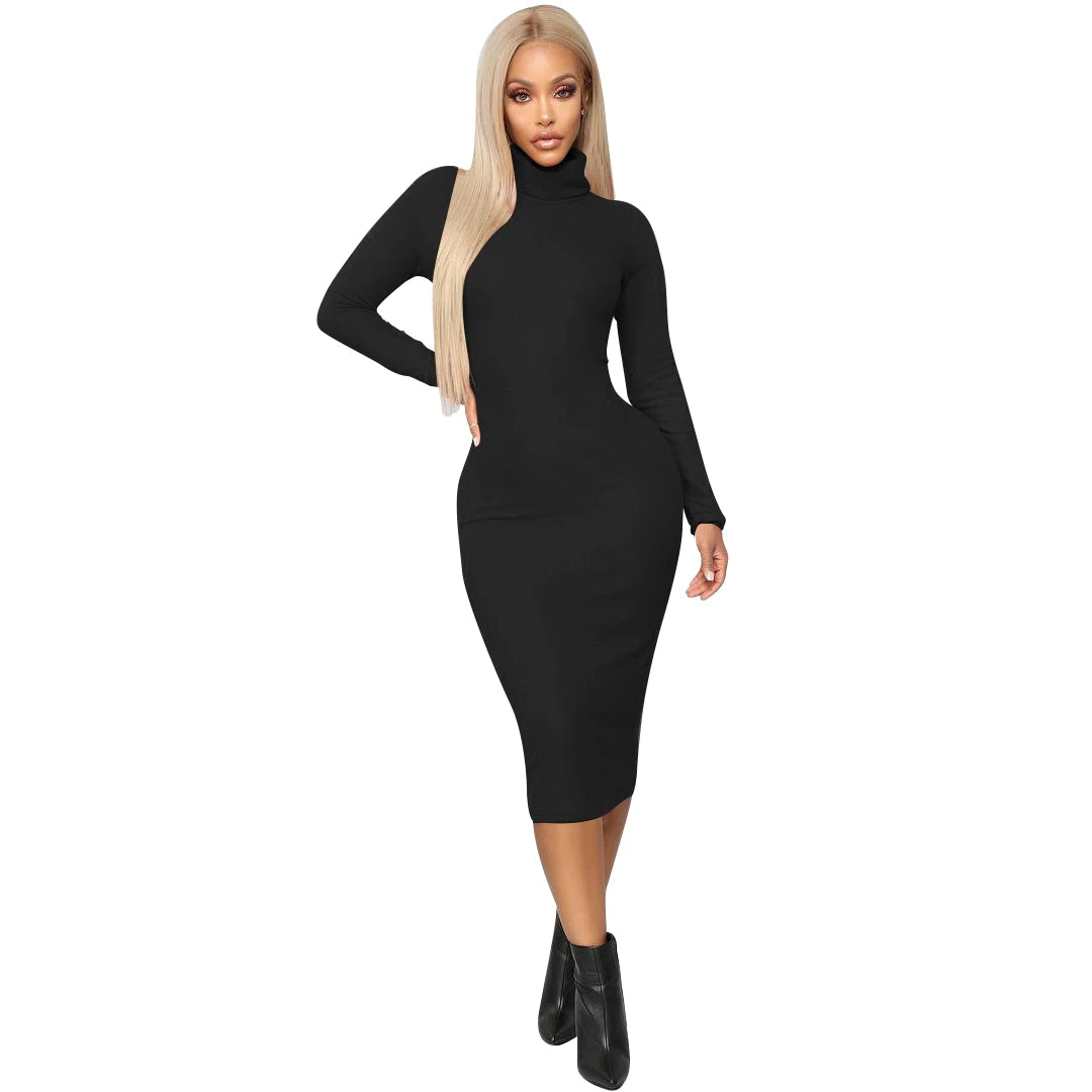 TOB Women's Knitted Turtleneck A-Line Dress ATHLEXES
