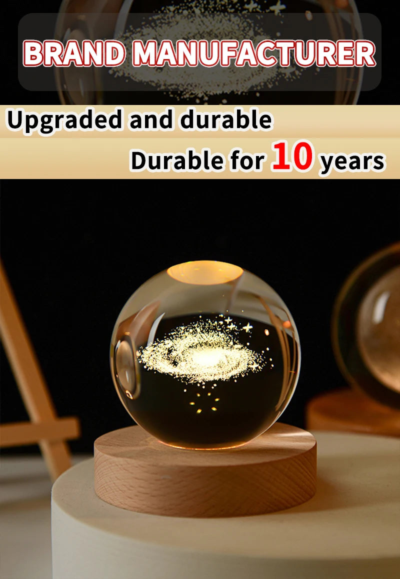 GalaxyGlow 3D Crystal Lamp Night Light ATHLEXES