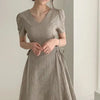 Chic Vintage Cotton Linen A-Line Dress ATHLEXES