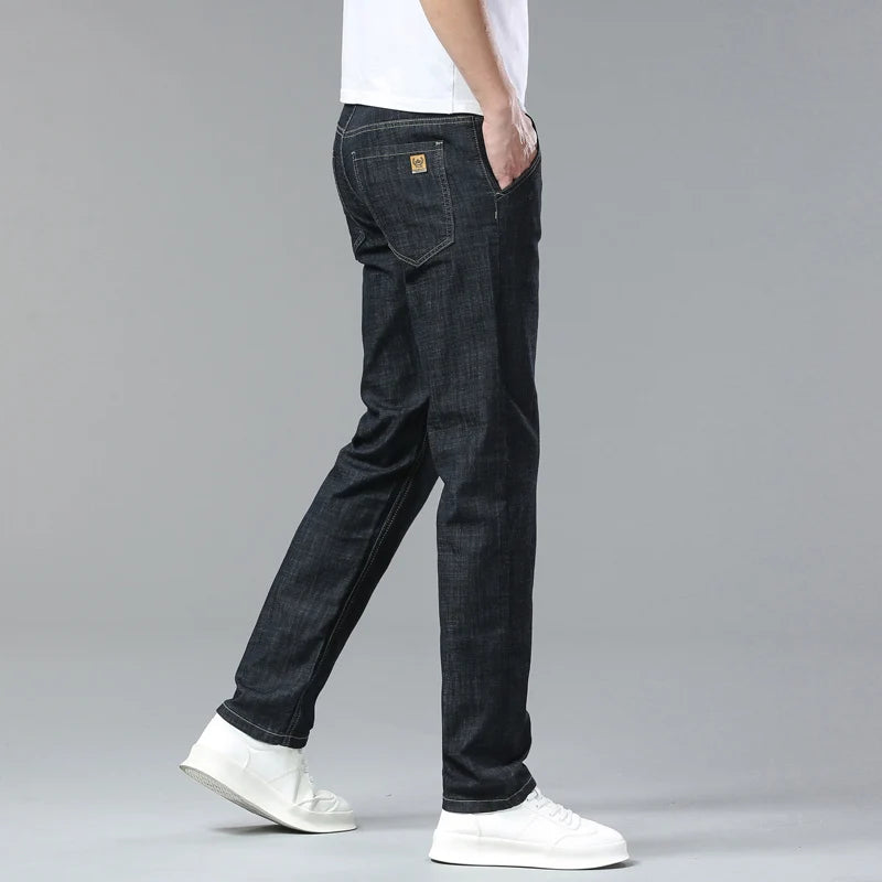 Light Blue Casual Denim Straight Fit Trousers ATHLEXES