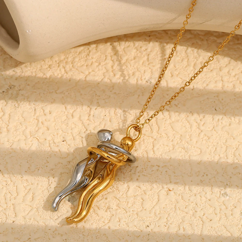 E.B.belle People Hug Pendant Necklace in Gold ATHLEXES