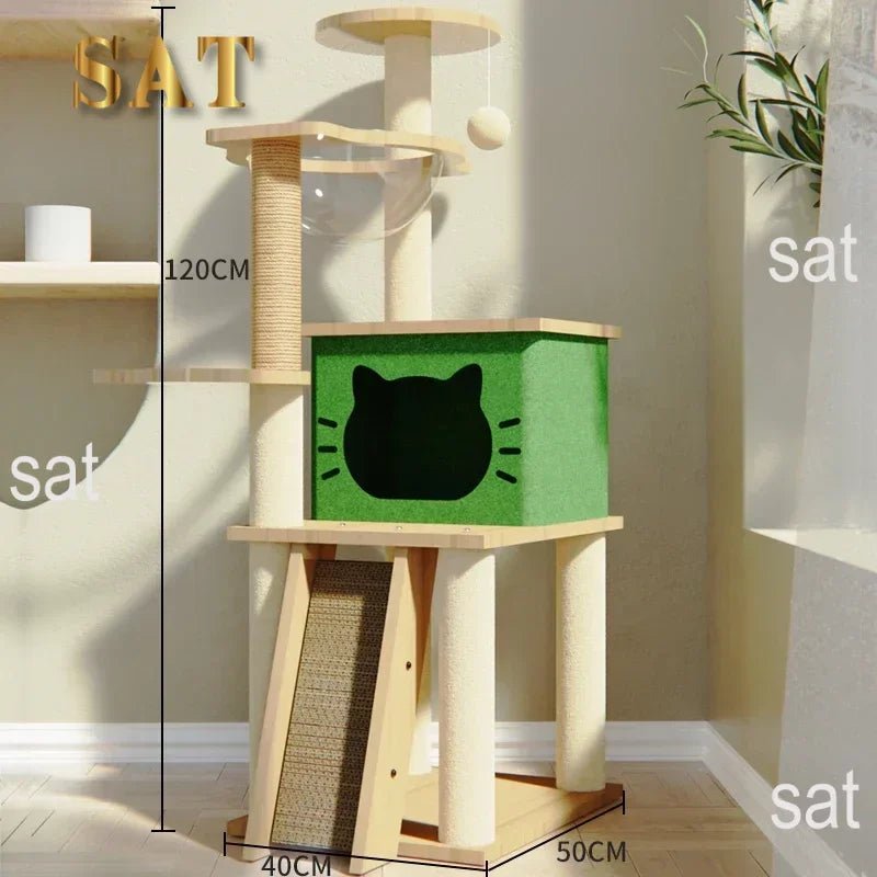 Four-Layer Wooden Cat Tree Tower ATHLEXES