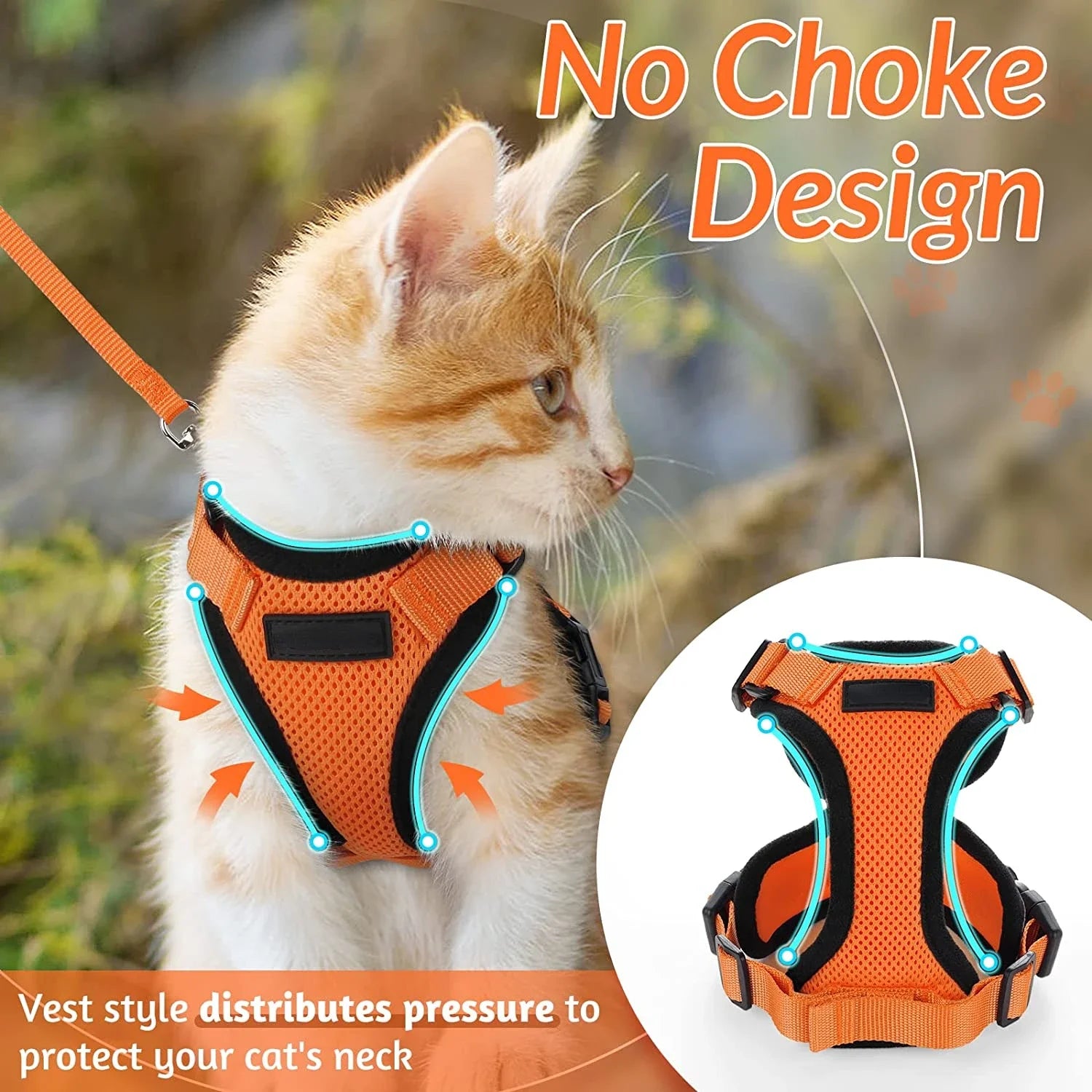 ATUBAN Cat Harness and Leash for Walking,Escape Proof Soft Adjustable Vest Harnesses for Cat,Breathable Reflective Strips Jacket ATHLEXES