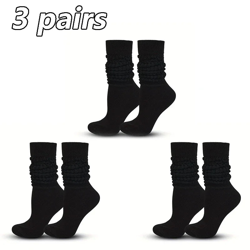 3 Pairs Pleated Mid Length Socks Women's Fashion Elephant Socks ATHLEXES