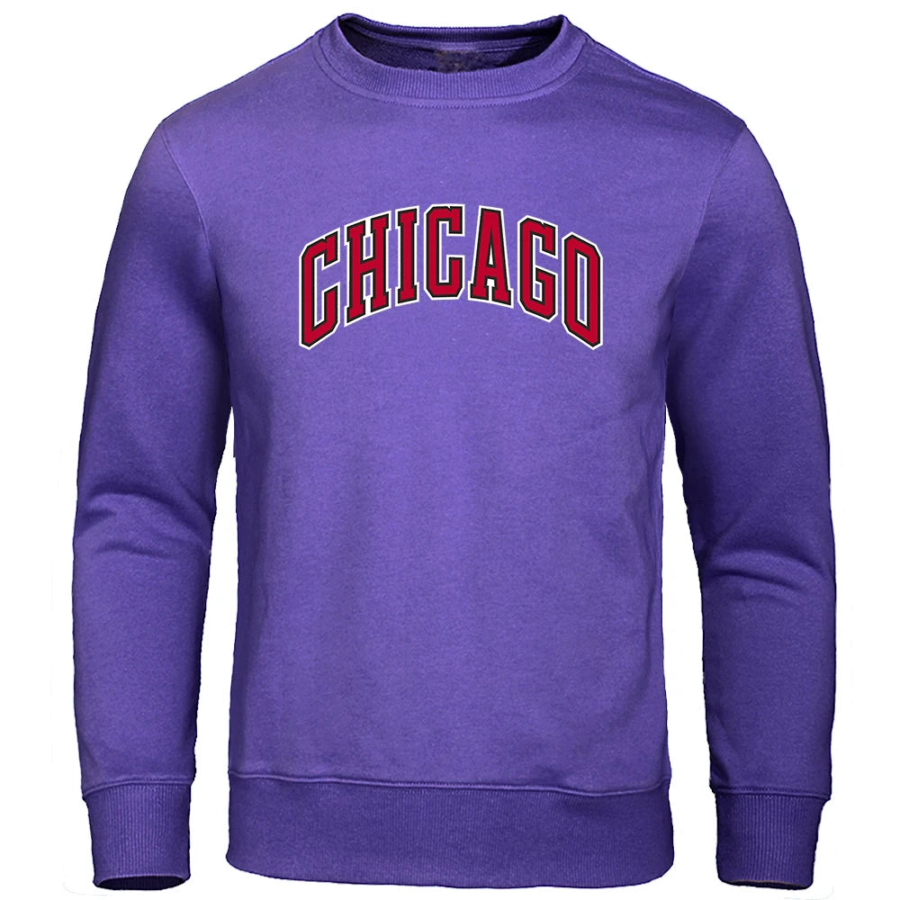 Chicago City Letter Print Hip Hop Hoodie for Men ATHLEXES